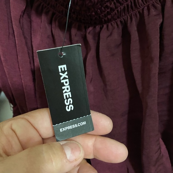 Express NET Long Sleeve cropped blouse Burgundy Size Small - Picture 5 of 6